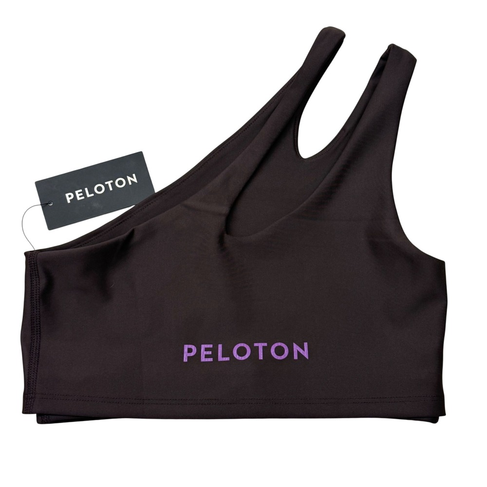 Peloton Show Up Side To Side Bra Brown Purple Logo One Shoulder FA122-YN-SHWUP-S